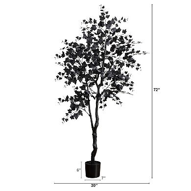 Nearly Natural 6-ft. Artificial Halloween Black Maple Tree