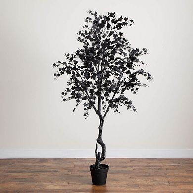 Nearly Natural 7-ft. Artificial Halloween Black Maple Tree