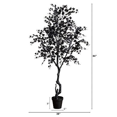 Nearly Natural 7-ft. Artificial Halloween Black Maple Tree