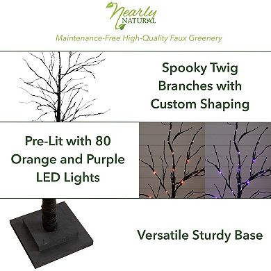 nearly natural 3-ft. Pre-Lit Artificial Black Twig Tree with 80 LED Lights