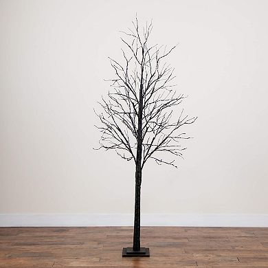 nearly natural 7-ft. Pre-Lit Artificial Halloween Black Twig Tree with 390 LED Lights