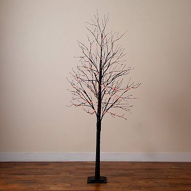 nearly natural 7-ft. Pre-Lit Artificial Halloween Black Twig Tree with 390 LED Lights