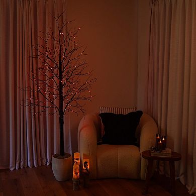 nearly natural 7-ft. Pre-Lit Artificial Halloween Black Twig Tree with 390 LED Lights
