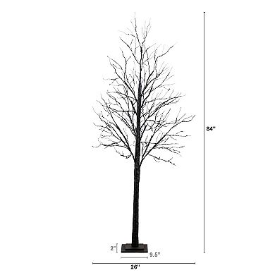 nearly natural 7-ft. Pre-Lit Artificial Halloween Black Twig Tree with 390 LED Lights