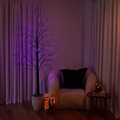 nearly natural 7-ft. Pre-Lit Artificial Halloween Black Twig Tree with 390 LED Lights