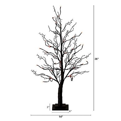 nearly natural 3-ft. Pre-Lit Artificial Black Twig Tree with 36 LED Lights