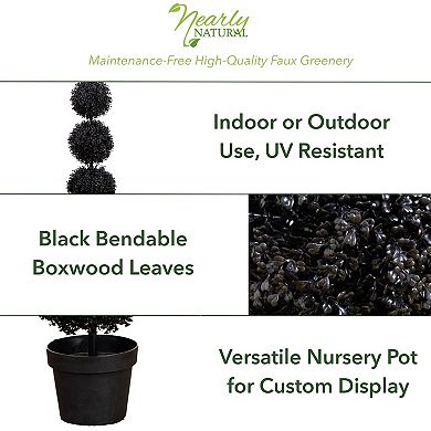 Nearly Natural 3-ft. UV Resistant Artificial Halloween Triple Ball Boxwood Topiary
