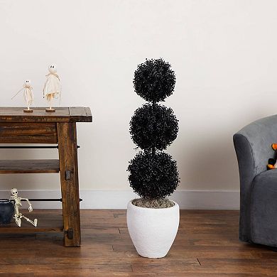 Nearly Natural 3-ft. UV Resistant Artificial Halloween Triple Ball Boxwood Topiary