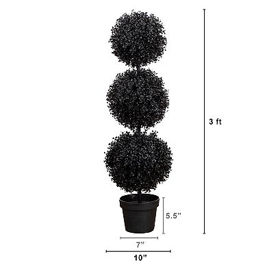 Nearly Natural 3-ft. UV Resistant Artificial Halloween Triple Ball Boxwood Topiary