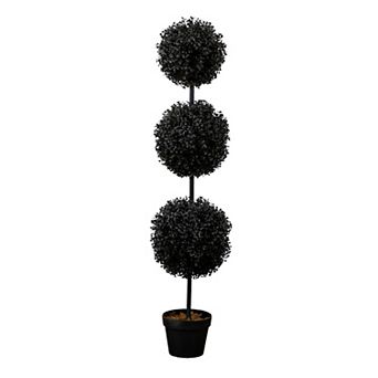 Nearly Natural 4-ft. UV Resistant Artificial Black Triple Ball Boxwood Topiary