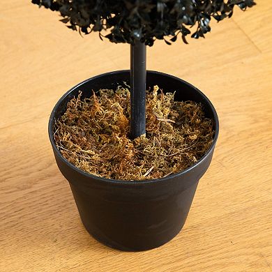 Nearly Natural 4-ft. UV Resistant Artificial Black Triple Ball Boxwood Topiary