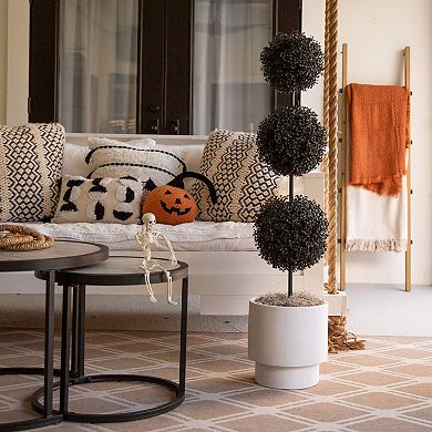 Nearly Natural 4-ft. UV Resistant Artificial Black Triple Ball Boxwood Topiary