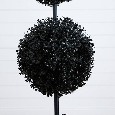 Nearly Natural 4-ft. UV Resistant Artificial Black Triple Ball Boxwood Topiary