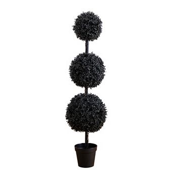 Nearly Natural 5-ft. UV Resistant Artificial Black Triple Ball Boxwood Topiary