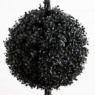 Nearly Natural 5-ft. UV Resistant Artificial Black Triple Ball Boxwood Topiary