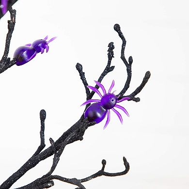 Nearly Natural 2-ft. Pre-Lit Artificial Halloween Spider Twig Tree with LED Lights