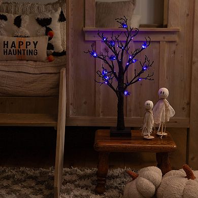 Nearly Natural 2-ft. Pre-Lit Artificial Halloween Spider Twig Tree with LED Lights