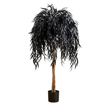 Nearly Natural 4-ft. Artificial Halloween Black Willow Tree