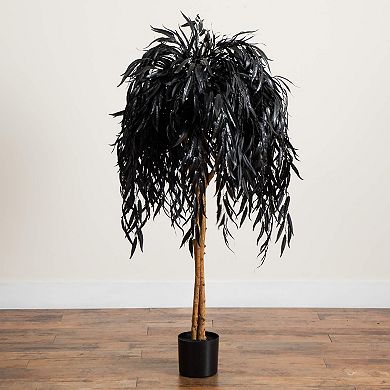 Nearly Natural 4-ft. Artificial Halloween Black Willow Tree