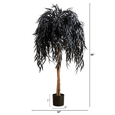 Nearly Natural 4-ft. Artificial Halloween Black Willow Tree