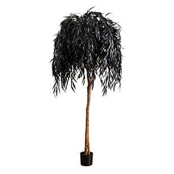 Nearly Natural 6-ft. Artificial Halloween Black Willow Tree