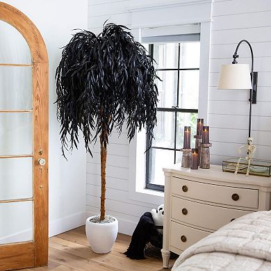 Nearly Natural 6-ft. Artificial Halloween Black Willow Tree