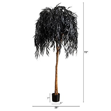 Nearly Natural 6-ft. Artificial Halloween Black Willow Tree