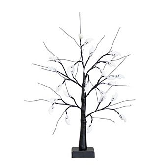 Nearly Natural 2-ft. Pre-Lit Artificial Halloween Ghost Twig Tree with LED Lights