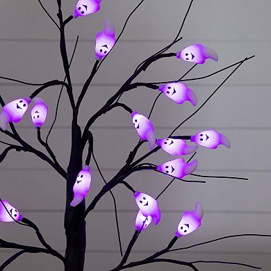 Nearly Natural 2-ft. Pre-Lit Artificial Halloween Ghost Twig Tree with LED Lights