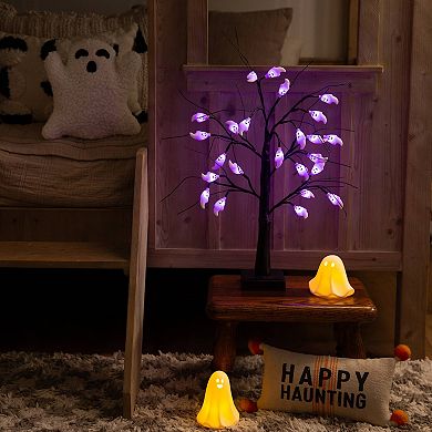 Nearly Natural 2-ft. Pre-Lit Artificial Halloween Ghost Twig Tree with LED Lights