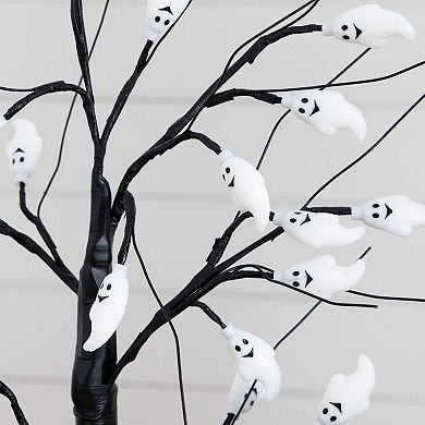 Nearly Natural 2-ft. Pre-Lit Artificial Halloween Ghost Twig Tree with LED Lights