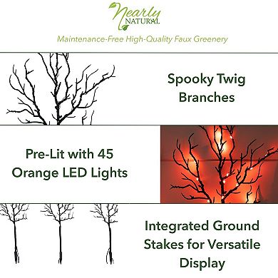 Nearly Natural Set of 3 14-Inch Pre-Lit Artificial Twig Branches with 45 LED Lights