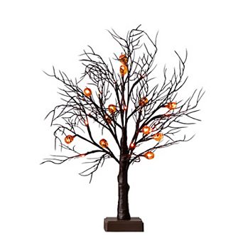 Nearly Natural 22-Inch Pre-Lit Artificial Halloween Twig Tree with 12 LED Pumpkin Lights