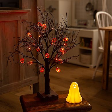 Nearly Natural 22-Inch Pre-Lit Artificial Halloween Twig Tree with 12 LED Pumpkin Lights