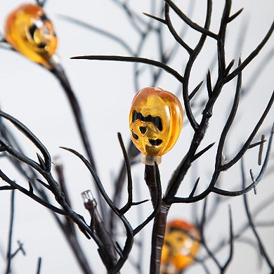 Nearly Natural 22-Inch Pre-Lit Artificial Halloween Twig Tree with 12 LED Pumpkin Lights