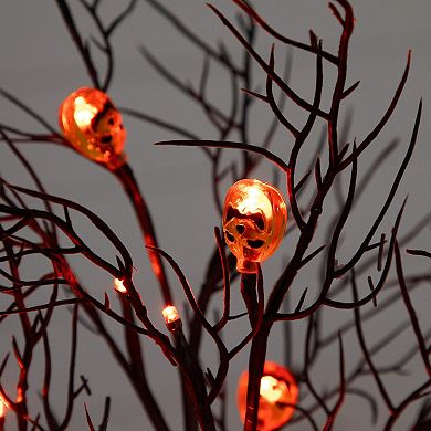 Nearly Natural 22-Inch Pre-Lit Artificial Halloween Twig Tree with 12 LED Pumpkin Lights