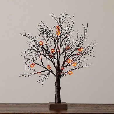 Nearly Natural 22-Inch Pre-Lit Artificial Halloween Twig Tree with 12 LED Pumpkin Lights