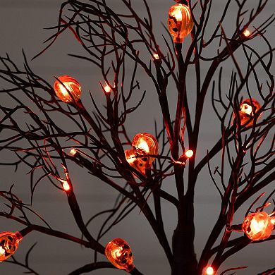 Nearly Natural 22-Inch Pre-Lit Artificial Halloween Twig Tree with 12 LED Pumpkin Lights