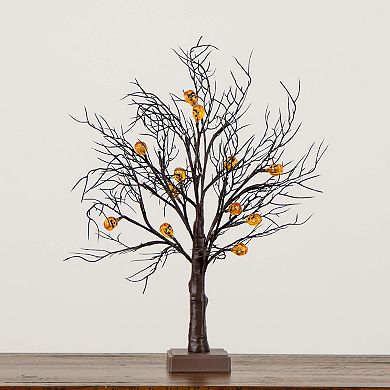 Nearly Natural 22-Inch Pre-Lit Artificial Halloween Twig Tree with 12 LED Pumpkin Lights
