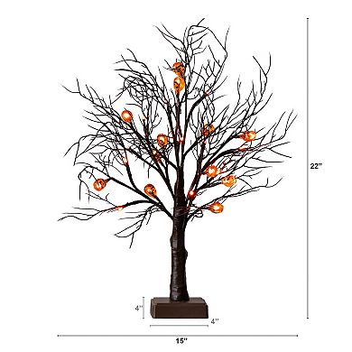 Nearly Natural 22-Inch Pre-Lit Artificial Halloween Twig Tree with 12 LED Pumpkin Lights