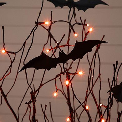 nearly natural 4-ft. Pre-Lit Artificial Halloween Twig Tree with Bats & 50 LED Lights