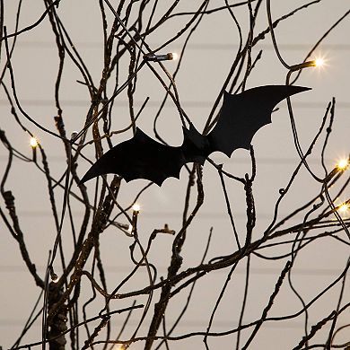 nearly natural 5-ft. Pre-Lit Artificial Halloween Twig Tree with Bats & LED Lights