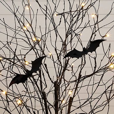 nearly natural 5-ft. Pre-Lit Artificial Halloween Twig Tree with Bats & LED Lights