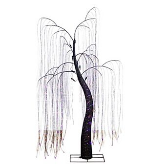 Nearly Natural 7-ft. Pre-Lit Artificial Halloween Black Willow Tree with LED Lights