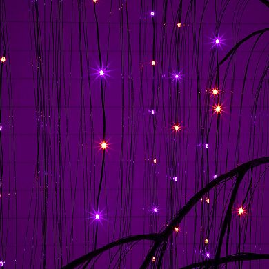 Nearly Natural 7-ft. Pre-Lit Artificial Halloween Black Willow Tree with LED Lights