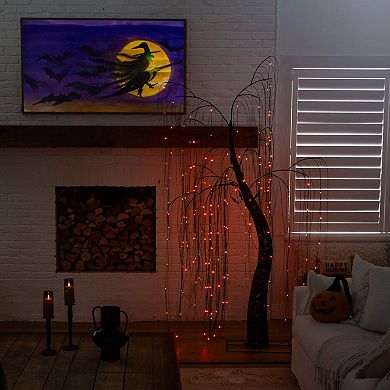 Nearly Natural 7-ft. Pre-Lit Artificial Halloween Black Willow Tree with LED Lights