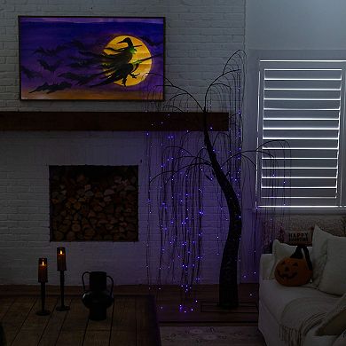 Nearly Natural 7-ft. Pre-Lit Artificial Halloween Black Willow Tree with LED Lights