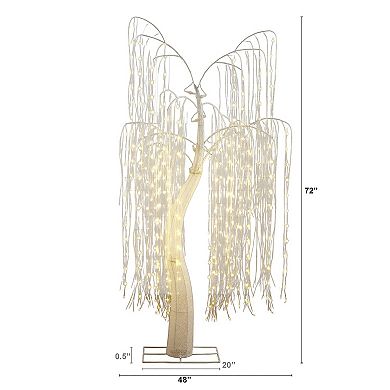 nearly natural 7-ft. Pre-Lit Artificial White Willow Tree with 400 LED Lights