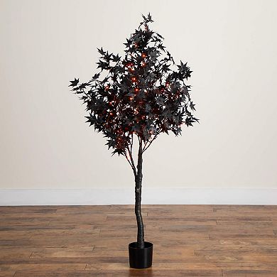 nearly natural 5-ft. Pre-Lit Artificial Halloween Maple Tree with 240 LED Lights