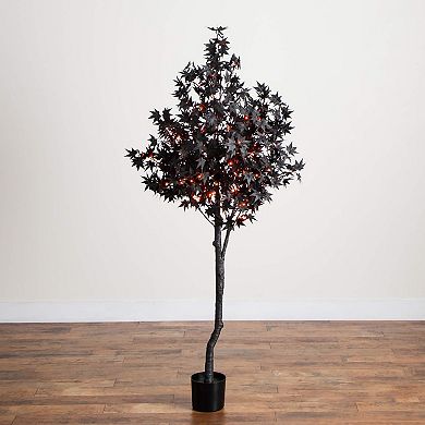 nearly natural 6-ft. Pre-Lit Artificial Black Maple Tree with 300 LED Lights